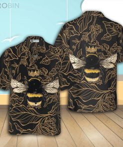 Floral Bee Casual Button Down Hawaiian Shirt