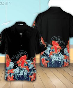 Golden Koi Fish Casual Button Down Hawaiian Shirt