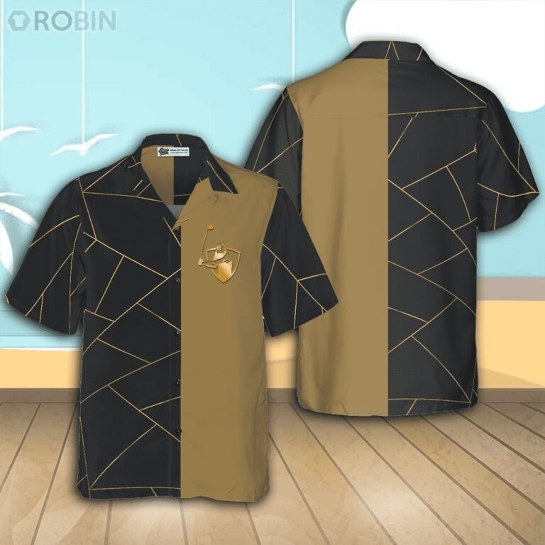 Golden Lines Golf Casual Button Down Hawaiian Shirt