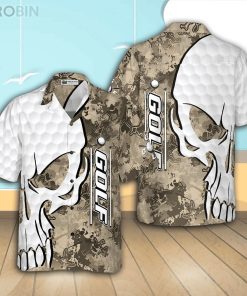 Golf And Skull Camouflage Pattern Casual Button Down Hawaiian Shirt Golf And Skull Camouflage Pattern Casual Button Down Hawaiian Shirt
