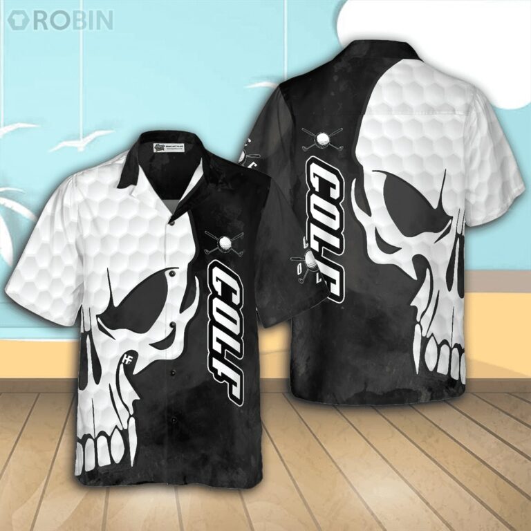 Golf And Skull Casual Button Down Hawaiian Shirt