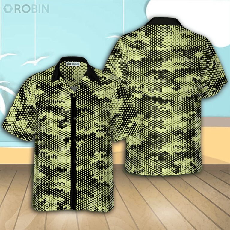 Golf Ball Texture Digital Camo Casual Button Down Hawaiian Shirt