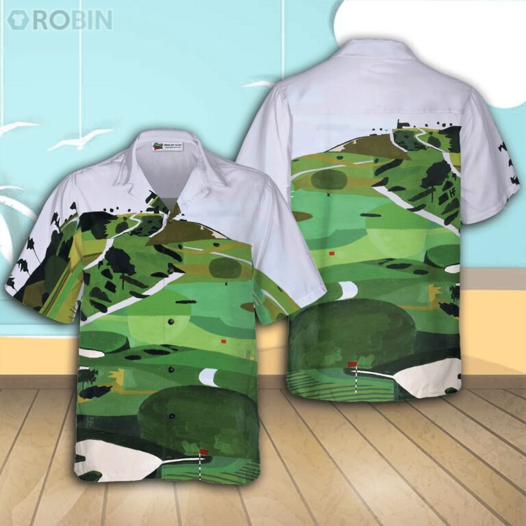Golf Course Canvas Casual Button Down Hawaiian Shirt