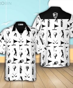 Golf Equipment Pattern Casual Button Down Hawaiian Shirt Golf Equipment Pattern Casual Button Down Hawaiian Shirt
