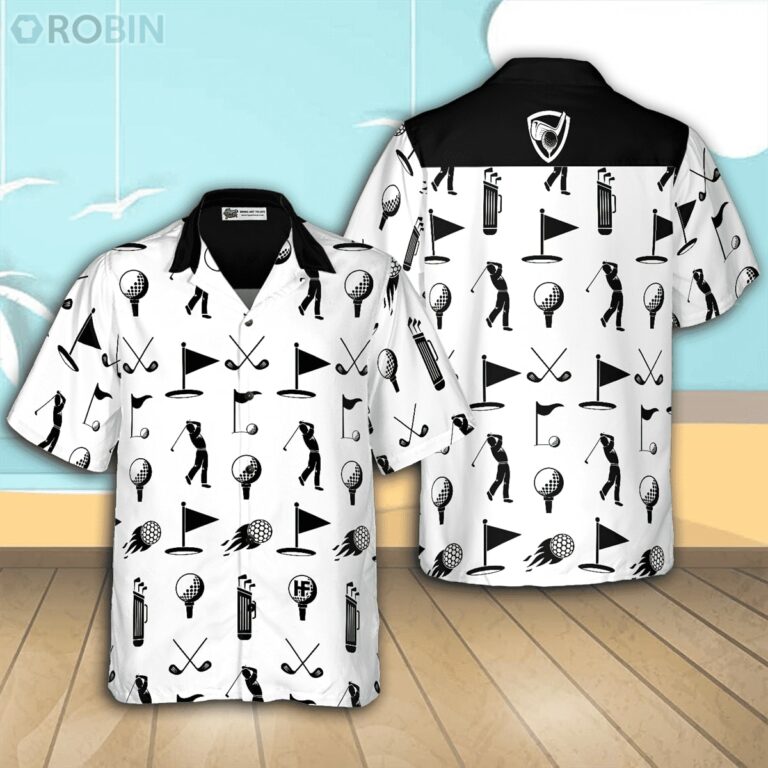 Golf Equipment Pattern Casual Button Down Hawaiian Shirt