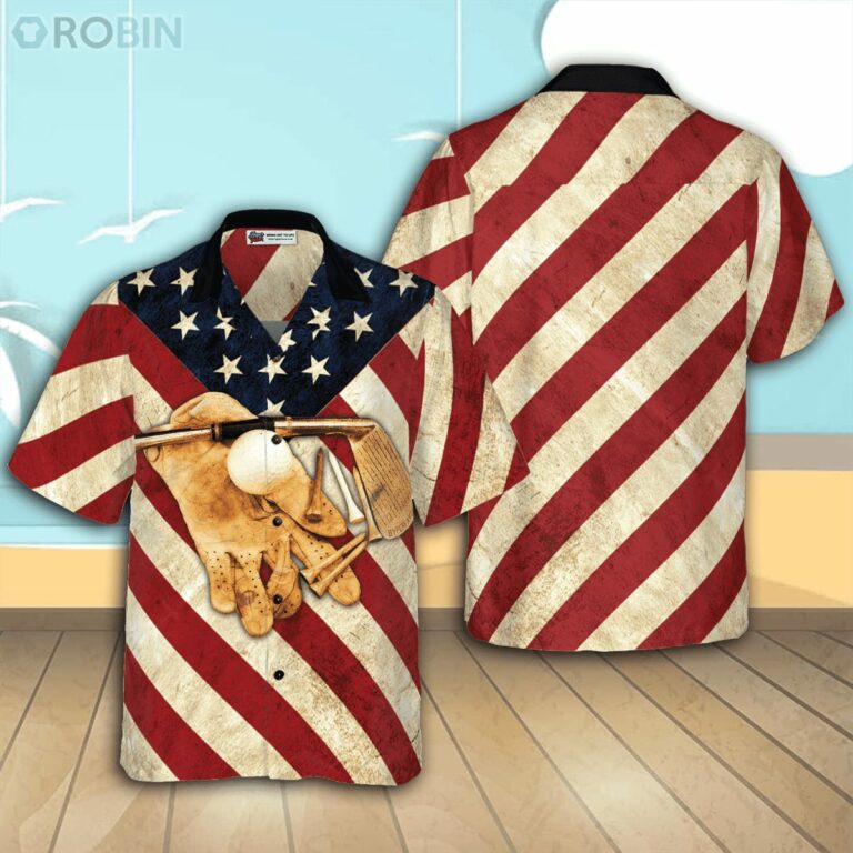 Golf Flag Vintage Casual Button Down Hawaiian Shirt