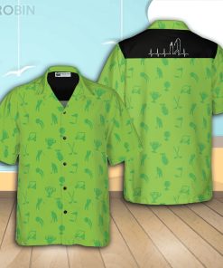 Golf Heartbeat Lifeline Casual Button Down Hawaiian Shirt Golf Heartbeat Lifeline Casual Button Down Hawaiian Shirt