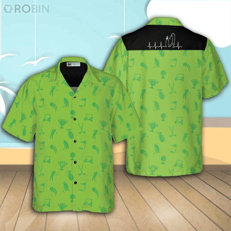 Golf Heartbeat Lifeline Casual Button Down Hawaiian Shirt