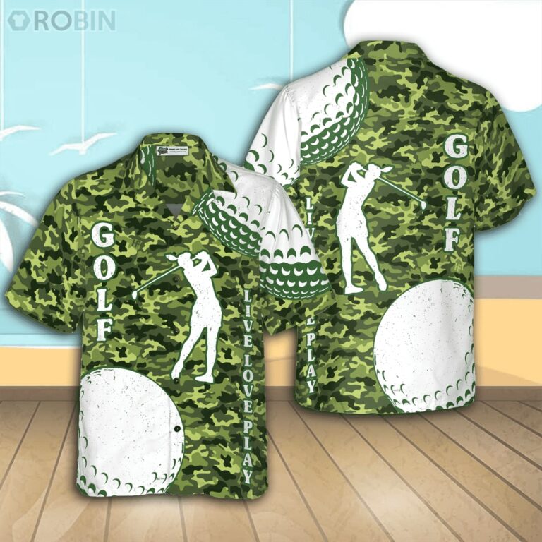 Golf Live Love Camouflage Pattern Button shirt