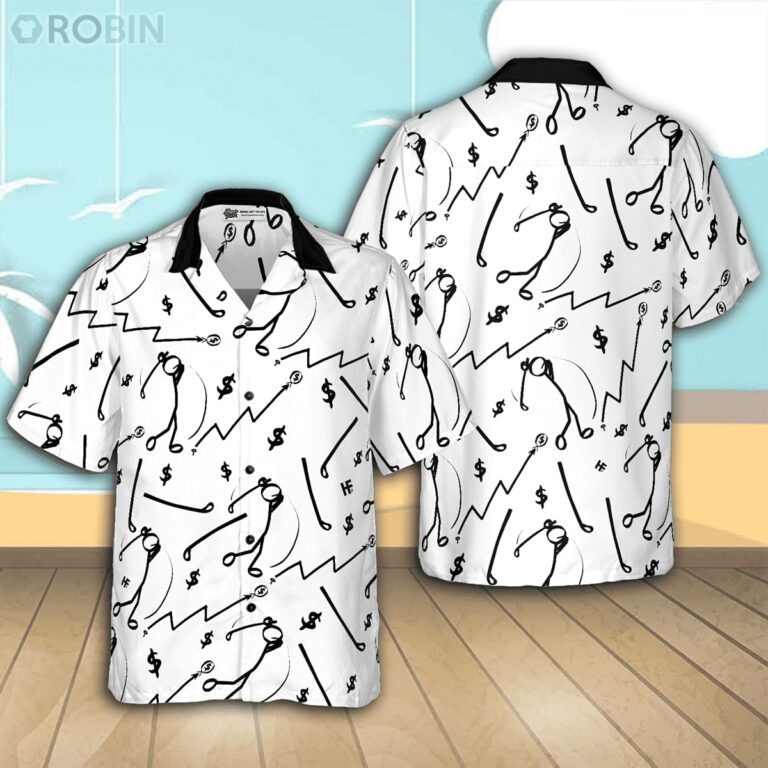Golf Market Icons Casual Button Down Hawaiian Shirt