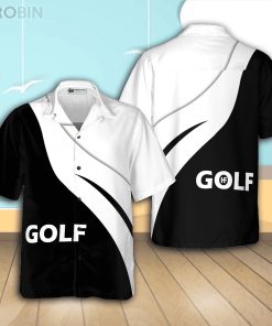 Golf VT Black And White Casual Button Down Hawaiian Shirt