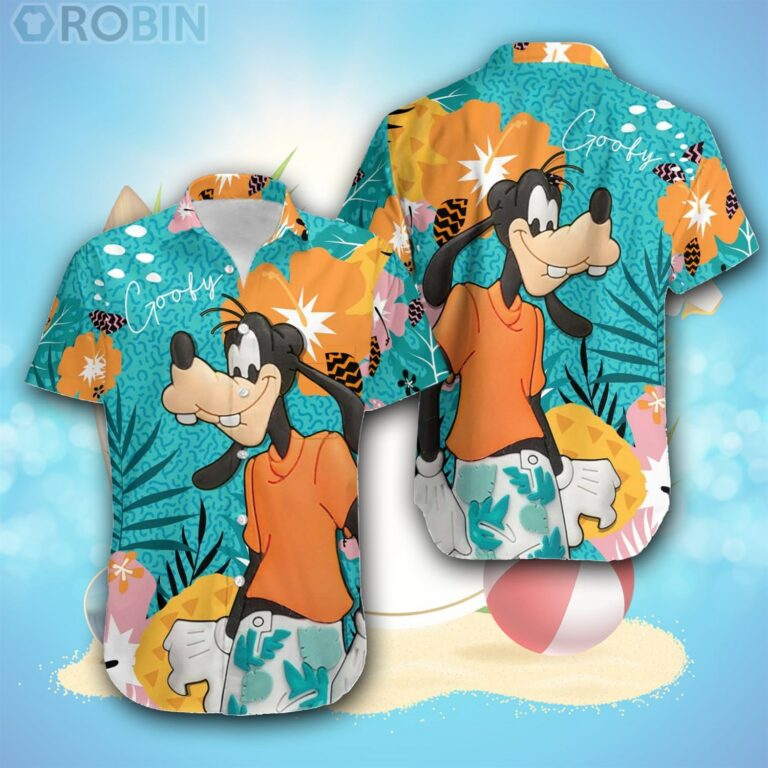Goofy Green Orange Black Pattern Disney Hawaiian Shirt
