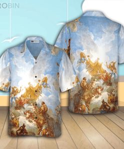 Greek Gods On Mount Olympus Casual Button Down Hawaiian Shirt