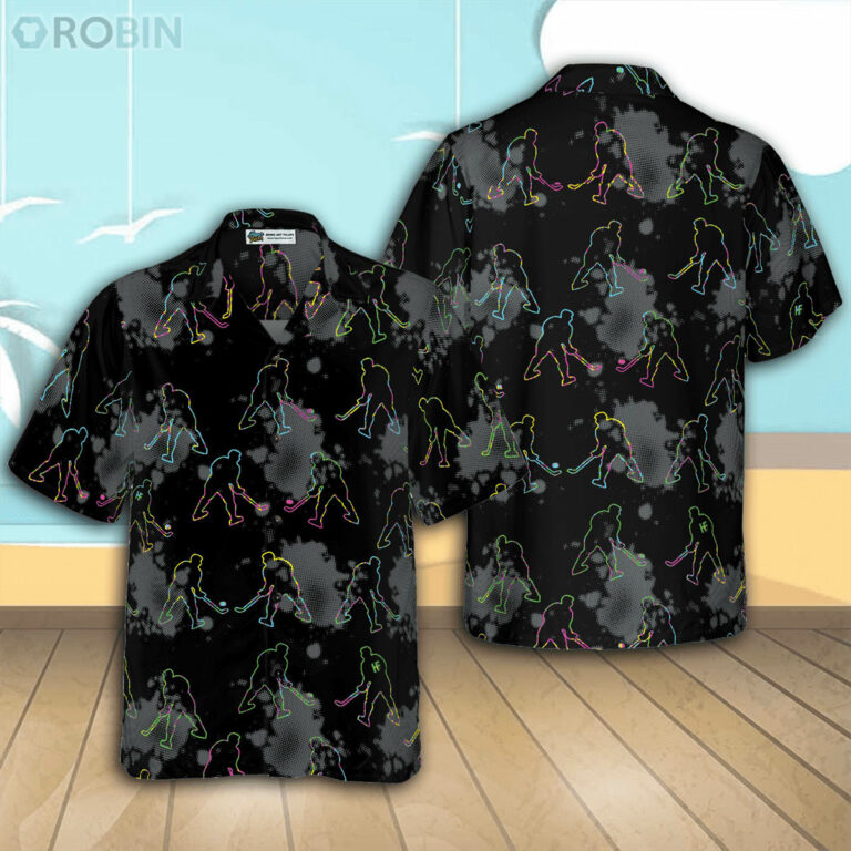 Grunge Pattern Boys Hockey Casual Button Down Hawaiian Shirt