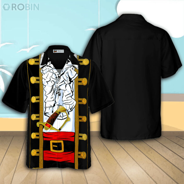Halloween Pirate Costume Casual Button Down Hawaiian Shirt