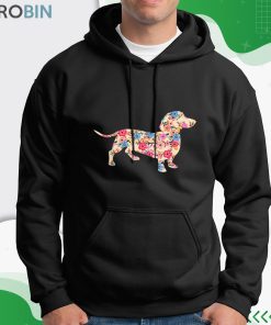 Cane Da Compagnia Floreale Vintage Bassotto Maglietta