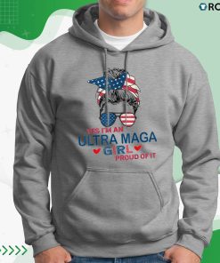 Yes I’m An Ultra MAGA Girl Proud Of It USA Flag Messy Bun Shirt