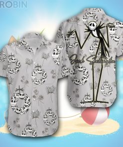 Jack Skellington Gray Jack Head Pattern Disney Hawaiian Shirt