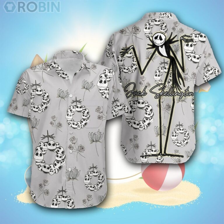 Jack Skellington Gray Jack Head Pattern Disney Hawaiian Shirt