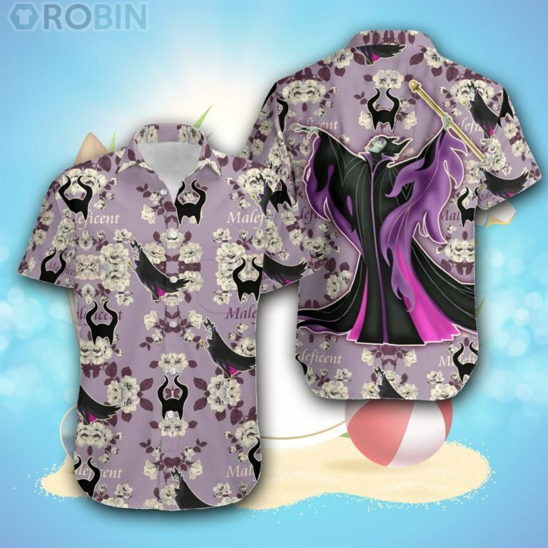 Maleficent Floral Summer Tropical Print Disney Hawaiian Shirt