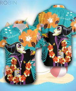 Maleficent Green Orange Purple Pattern Disney Hawaiian Shirt