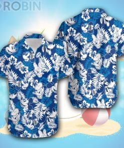 Mickey & Friends Blue White Summer Tropical Disney Hawaiian Shirt
