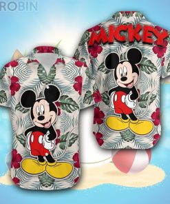 Mickey Mouse Green Floral Disney Hawaiian Shirt