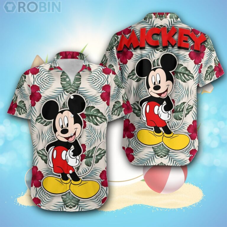 Mickey Mouse Green Floral Disney Hawaiian Shirt