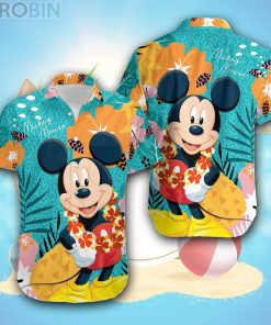 Mickey Mouse Green Orange Red Pattern Disney Hawaiian Shirt