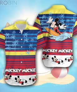 Mickey Surf Swimming Summer Tropical Print Disney Hawaiian Shirt