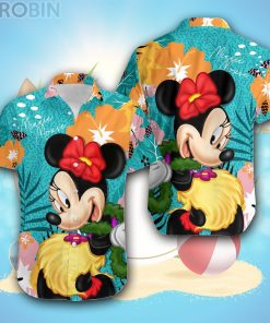 Minnie Mouse Green Orange Red Yellow Pattern Disney Hawaiian Shirt