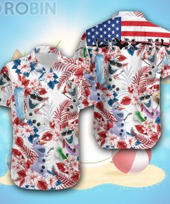 Olaf Frozen Blue Red 4th July Independence Day Disney Hawaiian Shirt