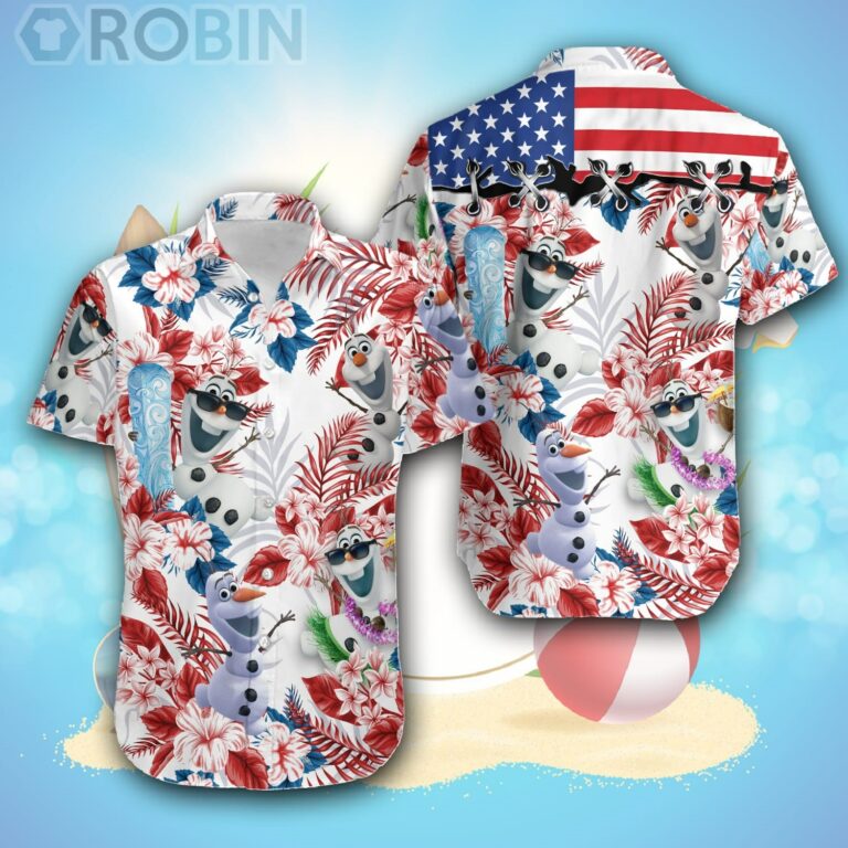Olaf Frozen Blue Red 4th July Independence Day Disney Hawaiian Shirt