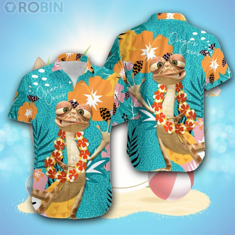 Oscars Green Orange Beige Pattern Disney Hawaiian Shirt
