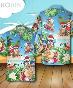 Santa Claus In Aloha Casual Button Down Hawaiian Shirt, Christmas Summer Shirt