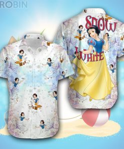 Snow White Princess Blue White Floral Pattern Disney Hawaiian Shirt