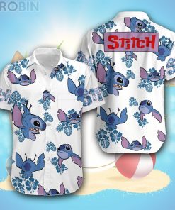 Stitch Blue Hibiscus Disney Hawaiian Shirt
