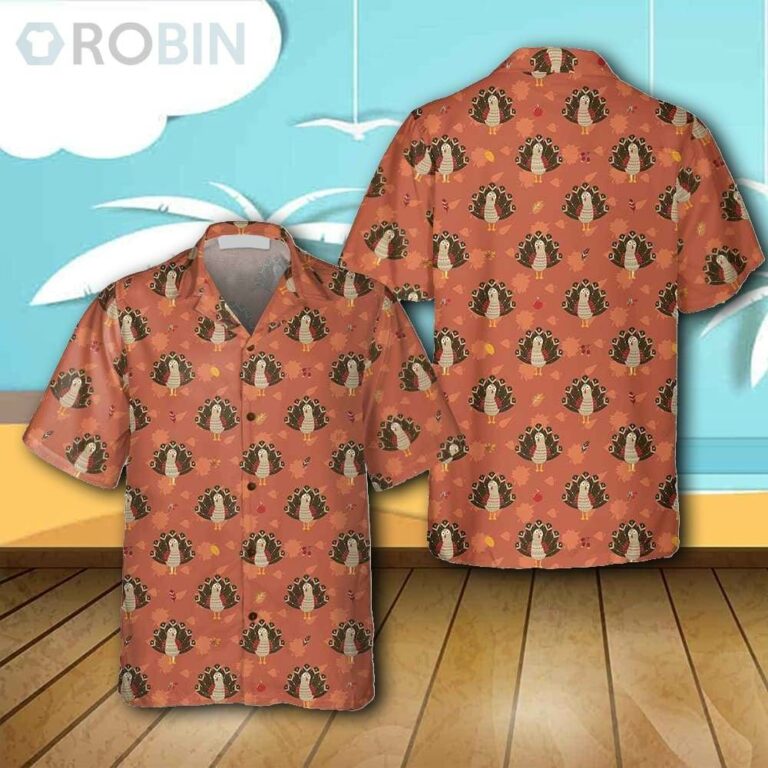 Thanksgiving Turkeys Casual Button Down Hawaiian Shirt