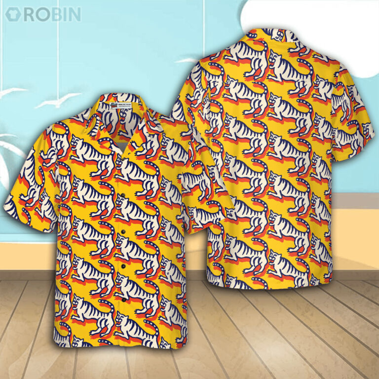 Tiger Pattern Casual Button Down Hawaiian Shirt
