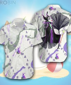 Villian Maleficent Purple White Wave Pattern Disney Hawaiian Shirt