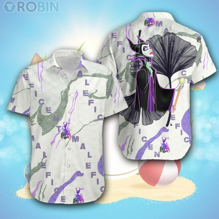 Villian Maleficent Purple White Wave Pattern Disney Hawaiian Shirt