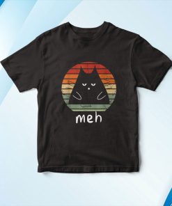 Vintage Black Cat Meh Shirt, Cat Meow Kitty Cat Lover Shirt