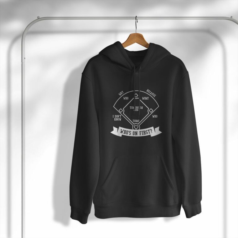 Who’s On First Baseball Sports Font Dark Shirt