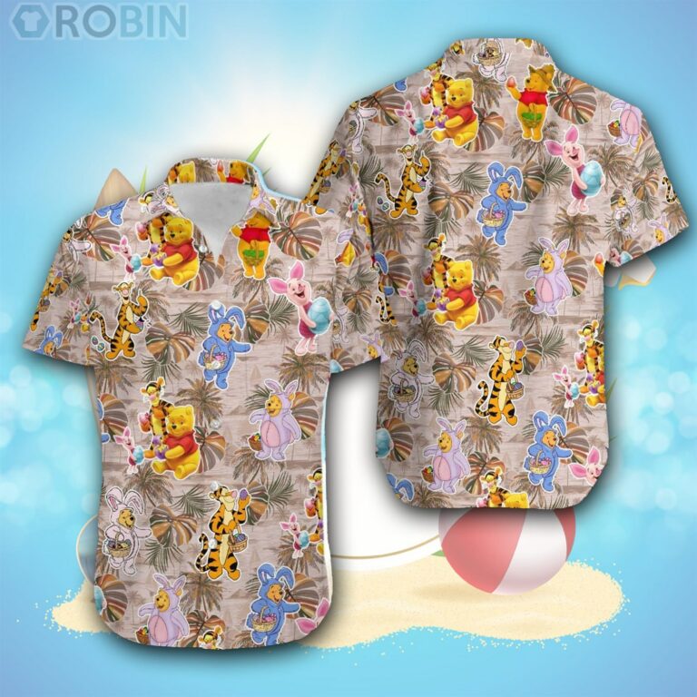 Winnie The Pooh Brown Floral Pattern Disney Hawaiian Shirt