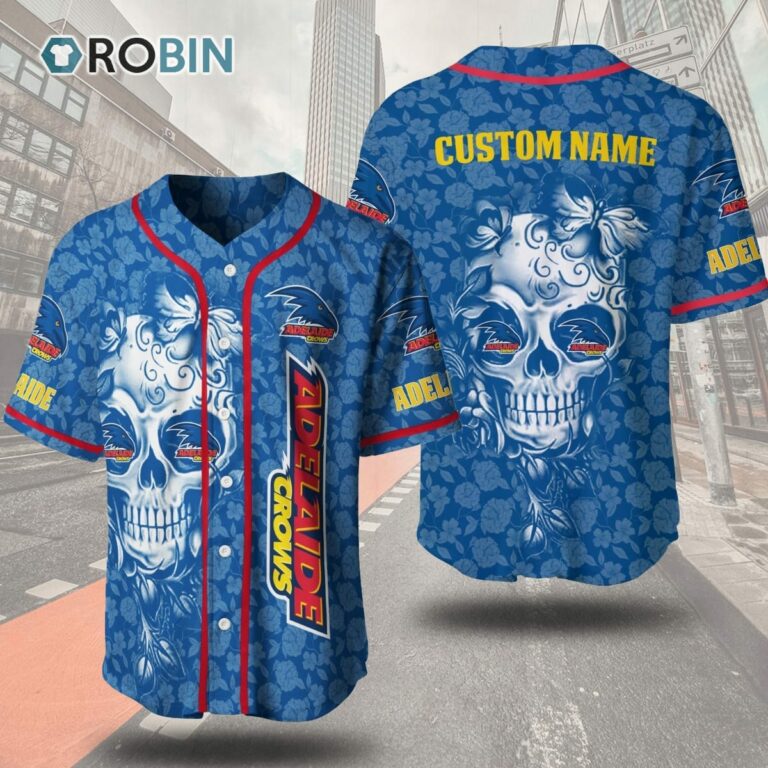 Adelaide Football Club Skull Floral 3D Personalized Baseball Jersey