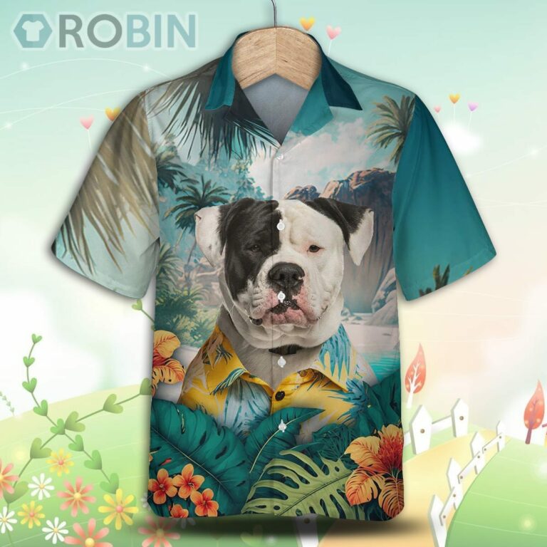 American Bulldog Tropical Hawaiian Shirt, For Love Dog Shirt