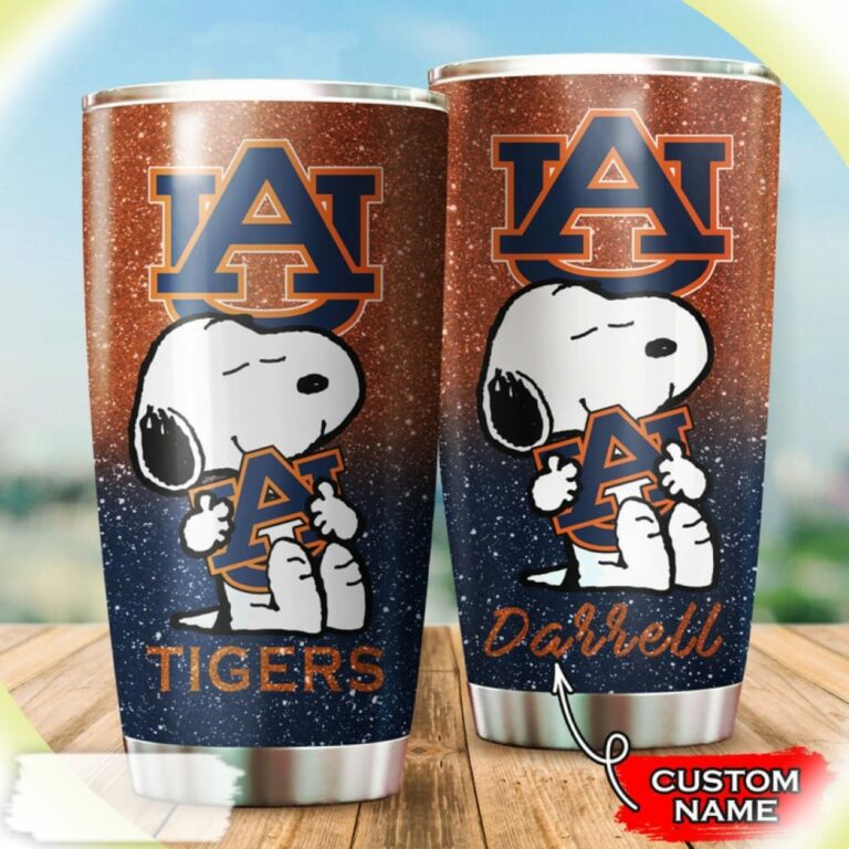 Auburn Tigers Snoopy Custom Name Tumbler