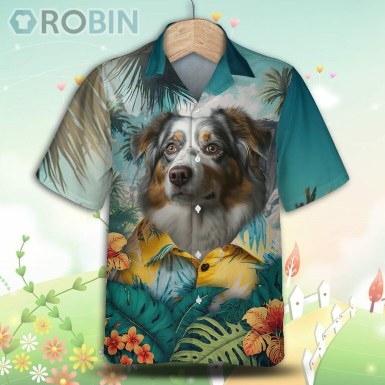 Australian Shepherd 2 AI Tropical Hawaiian Shirt, For Love Dog Shirt
