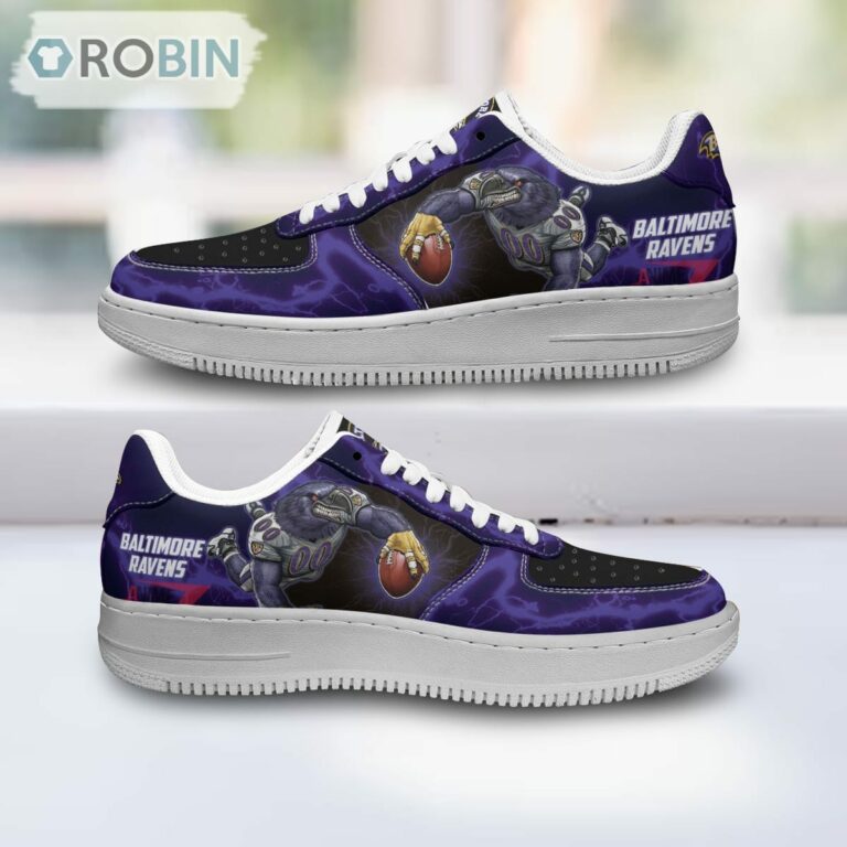 Baltimore Ravens Air Sneakers Mascot Thunder Style Custom NFL Sport Shoes