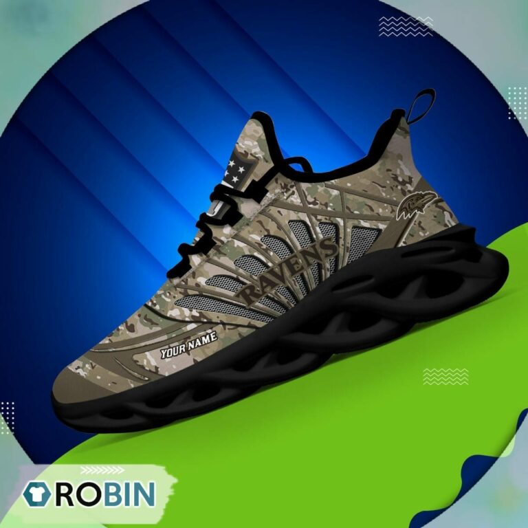 Baltimore Ravens NFL Personalized Camo Max Soul Shoes